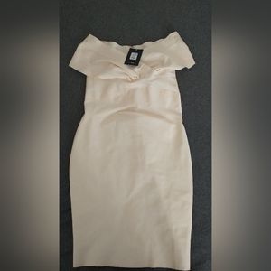 Off White, Cream off the shoulder bodycon dress